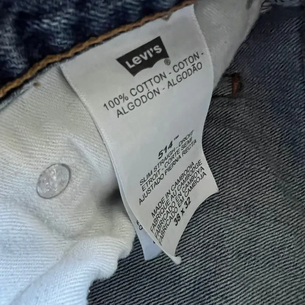 Levi's 514 Relaxed Straight Men's Size 38x32 Blue Loose Denim Jeans